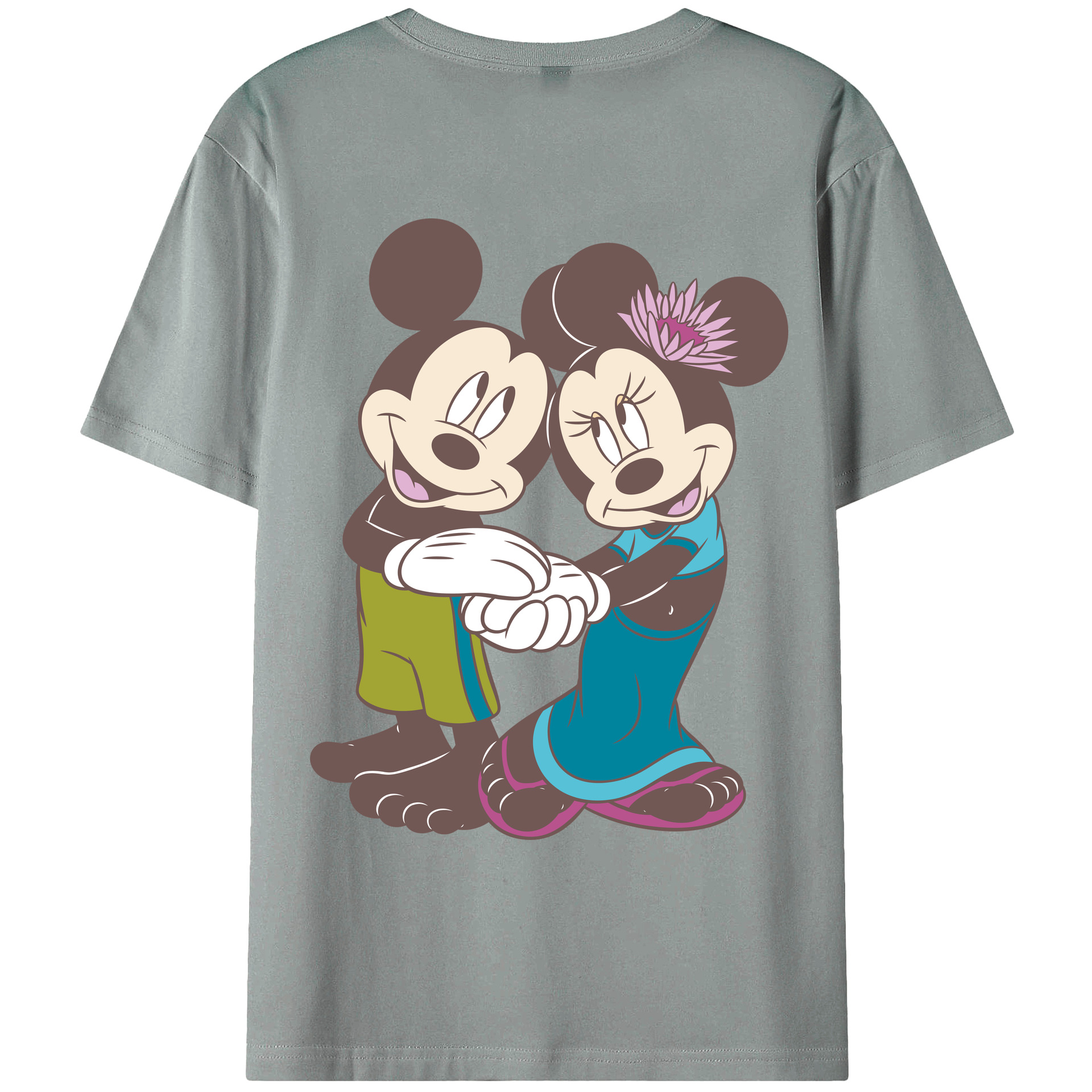 （画像用） ミッキーマウス Mickey Mouse 綿100％ メンズ半袖Tシャツ（バックプリント） 通気性